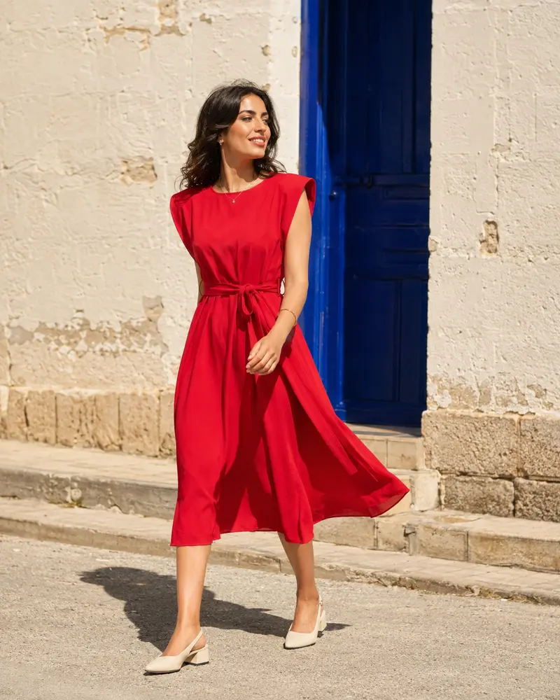 Visuel démo d’une robe rouge.